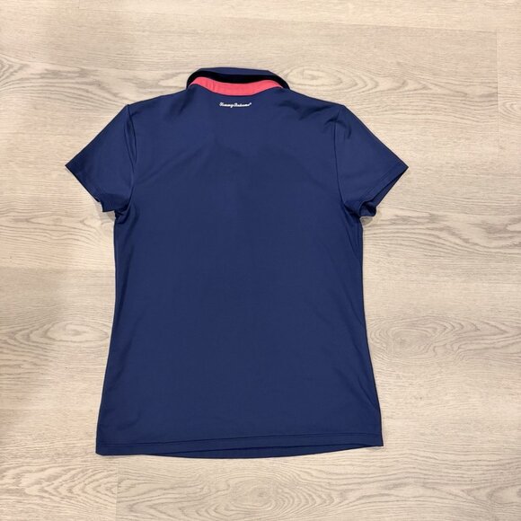 Tommy Bahama Golf Women’s Short Sleeve Zip Polo Shirt Size S Navy Blue EUC - Picture 2 of 4